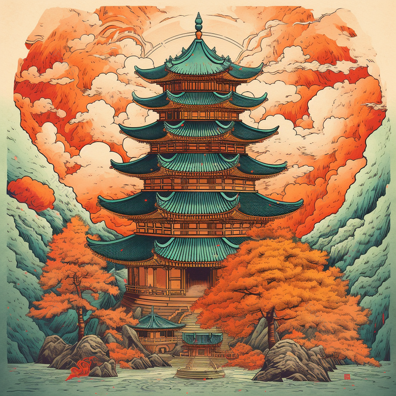黄鹤楼插画手绘国潮风,插画/手绘图,插画/手绘图库,插画/手绘图下载,插画/手绘